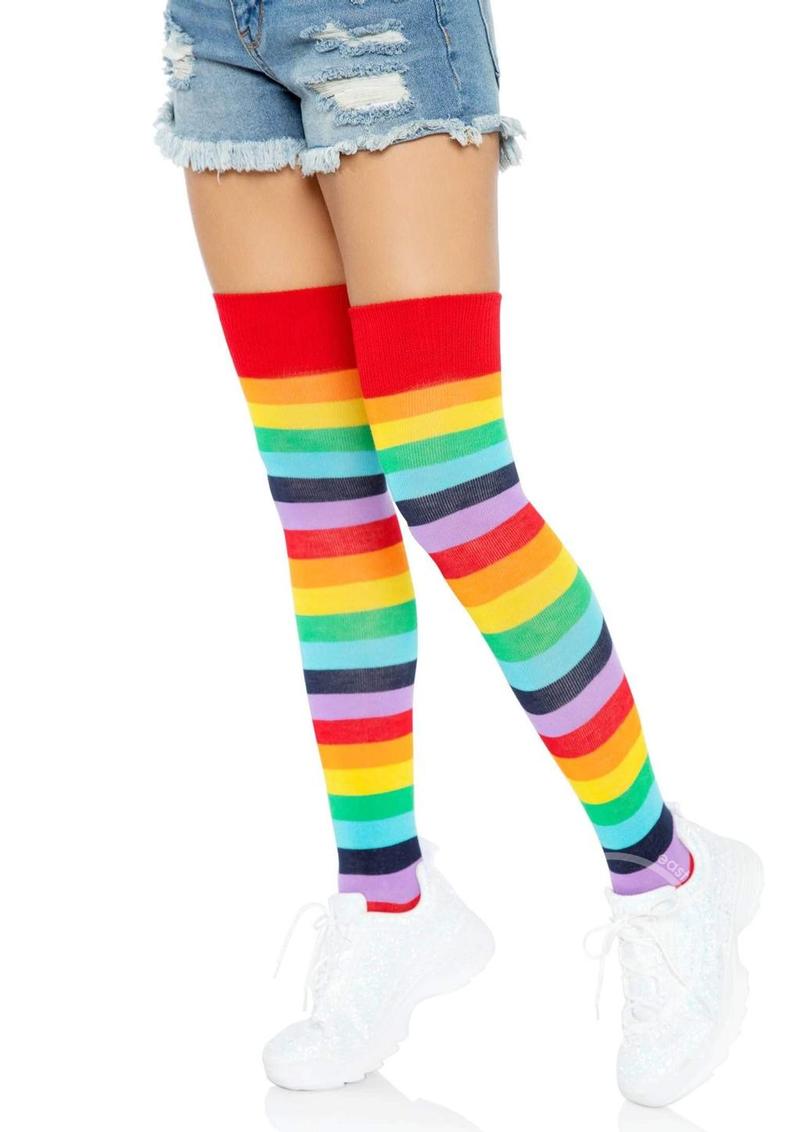 Up to Here Thigh High Socks in Rainbow