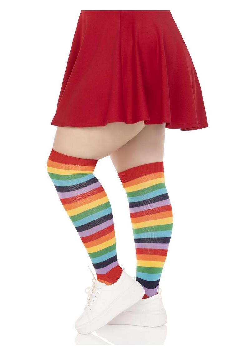 Up to Here Thigh High Socks in Rainbow