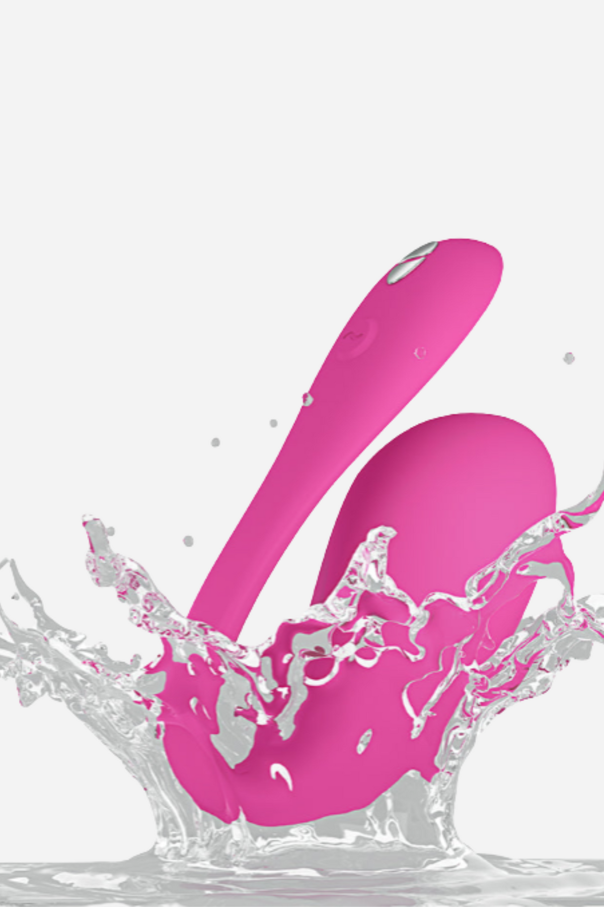 Electric pink We-Vibe Jive 2 splashing into water, showing it is splashproof and easy to rinse clean before and after use