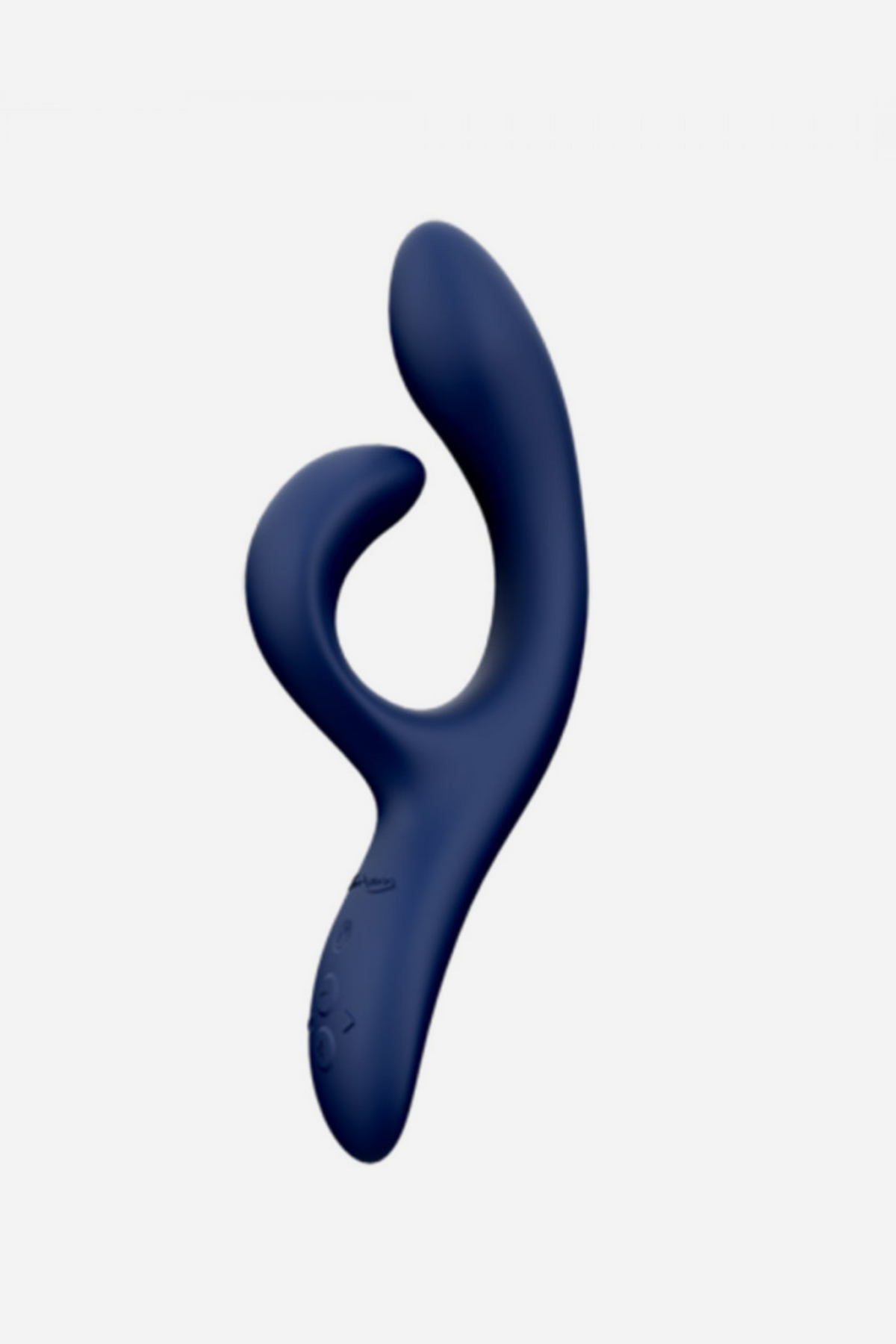 We-Vibe Nova 2 Rabbit Vibe in midnight blue, a dual stimulation vibrator with a flexible clitoral arm and a curved G-spot shaft