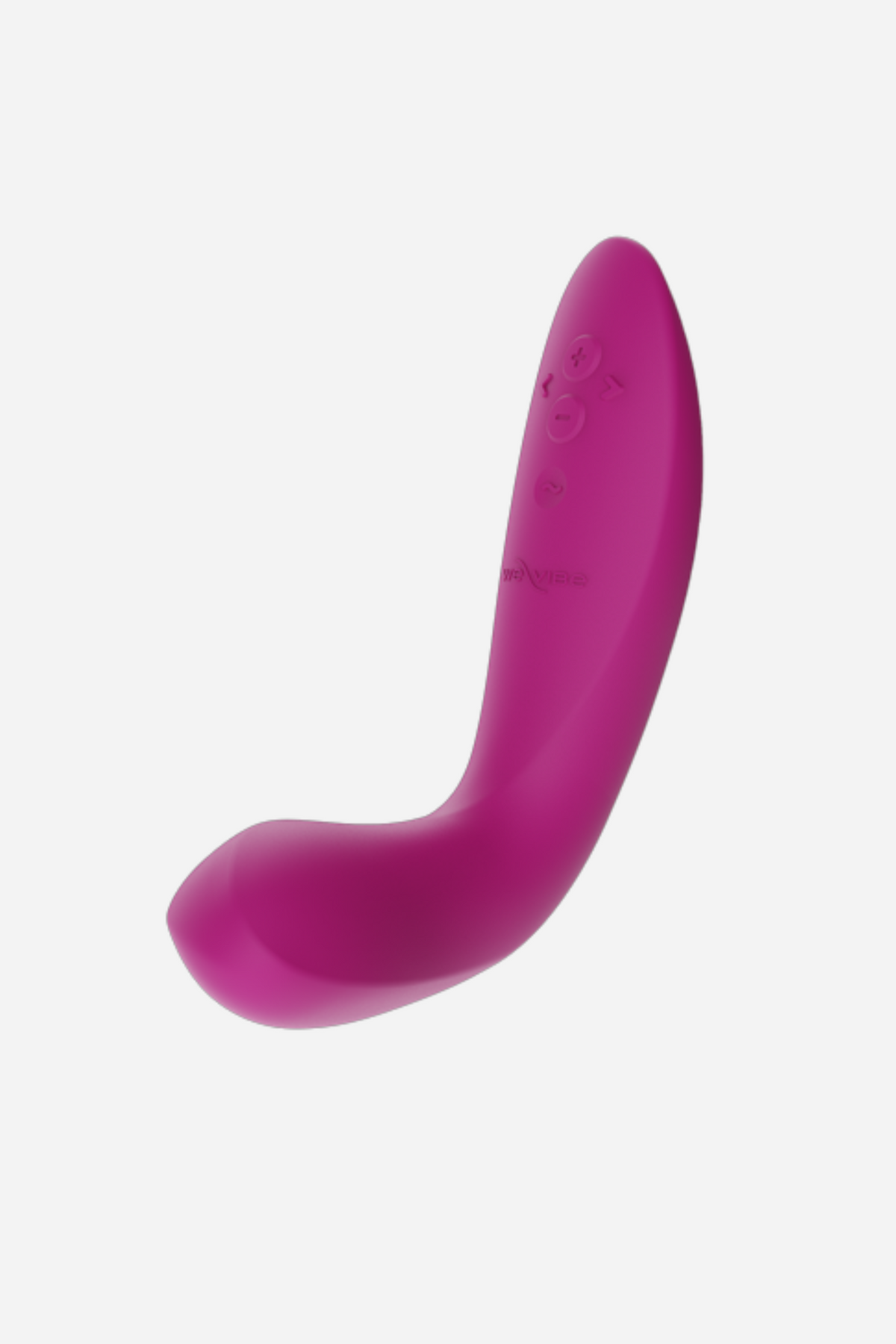 Fuchsia We-Vibe Rave 2 shown flexing at an angle to reveal its bendable shaft, which adapts to your body for comfortable G-spot pressure