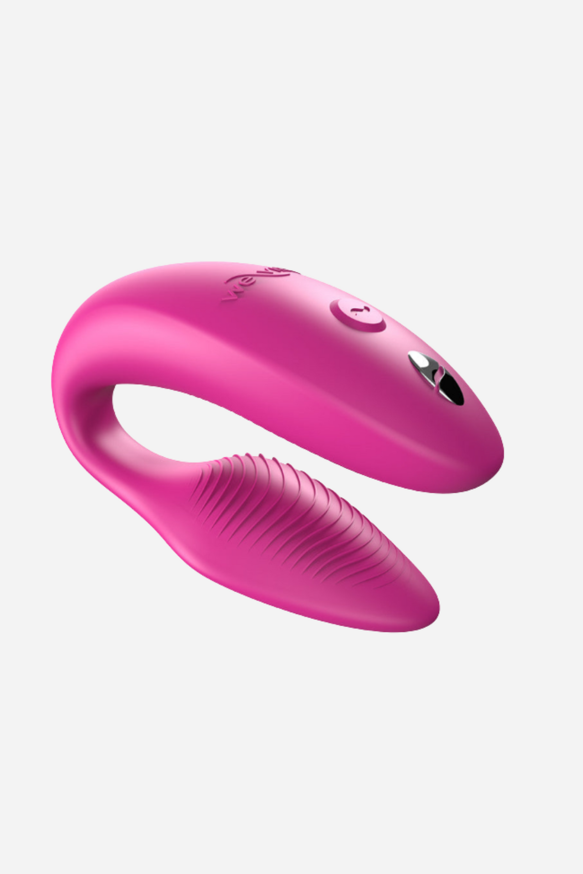 We-Vibe Sync 2 Wearable Couples Vibe in dusty pink, a C-shaped vibe with an internal G-spot arm and a ridged external clitoral arm