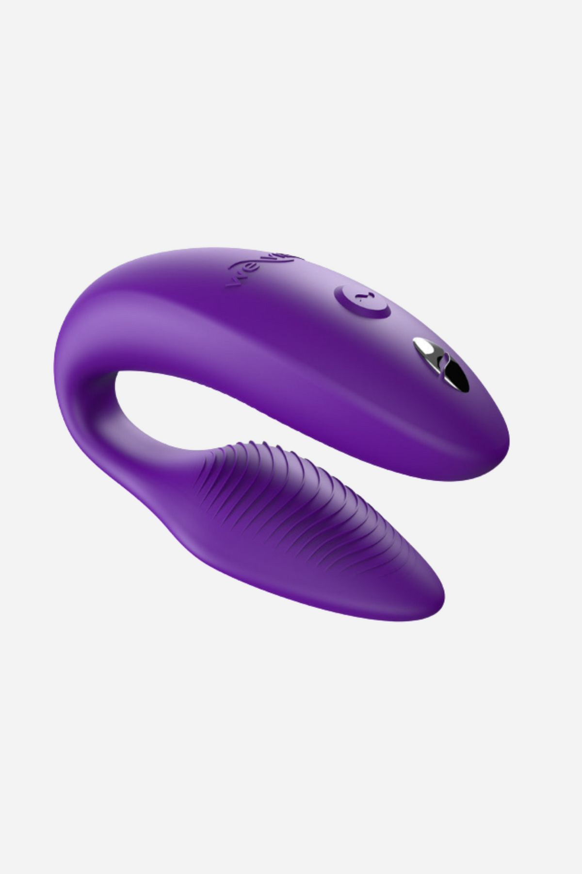 We-Vibe Sync 2 Wearable Couples Vibe in purple, showing the slim internal arm, textured inner surface and the control button