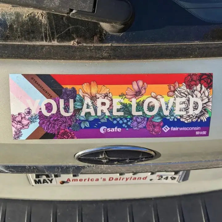 You Are Loved Pride Bumper Sticker by Transpainter