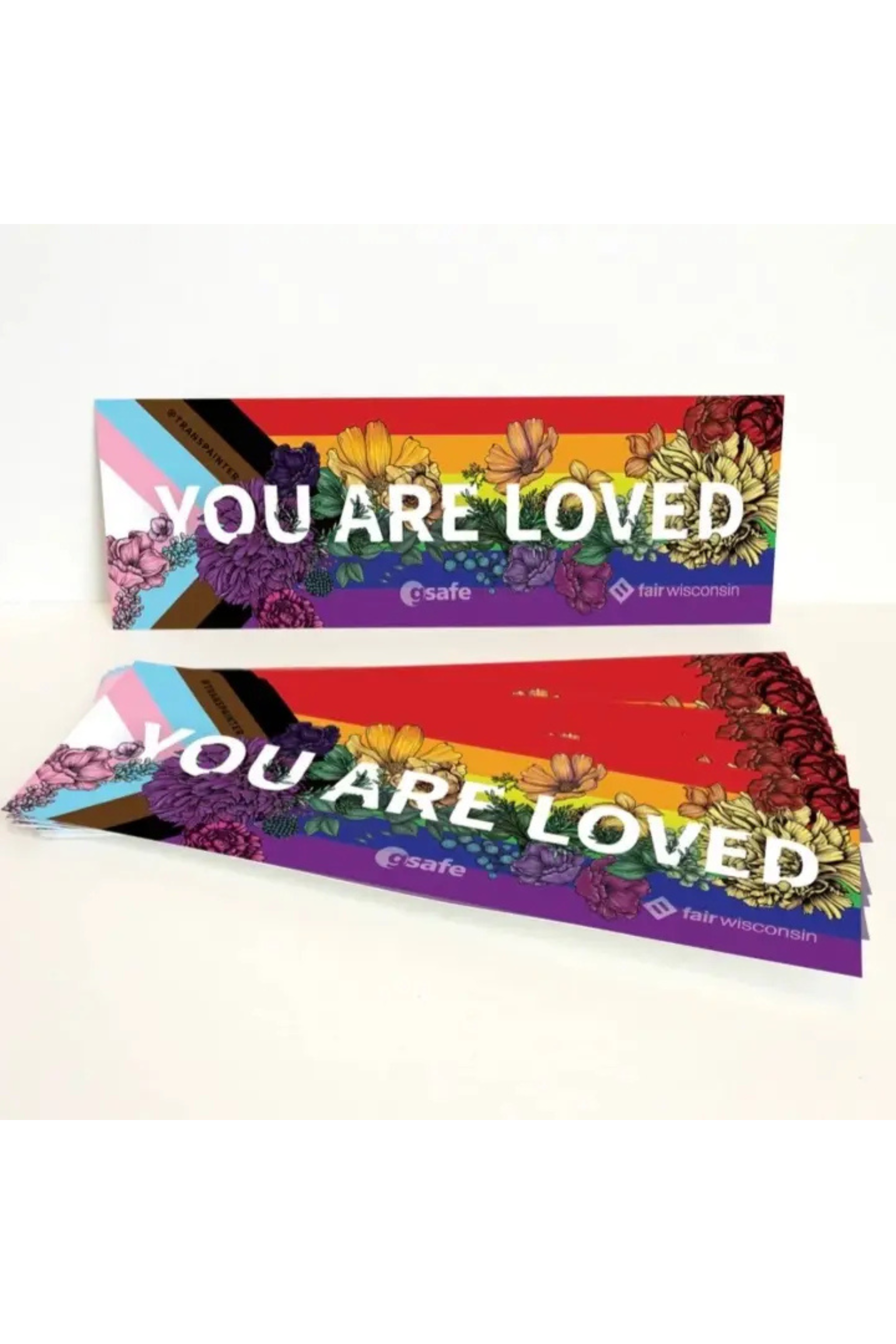You Are Loved Pride Bumper Sticker by Transpainter