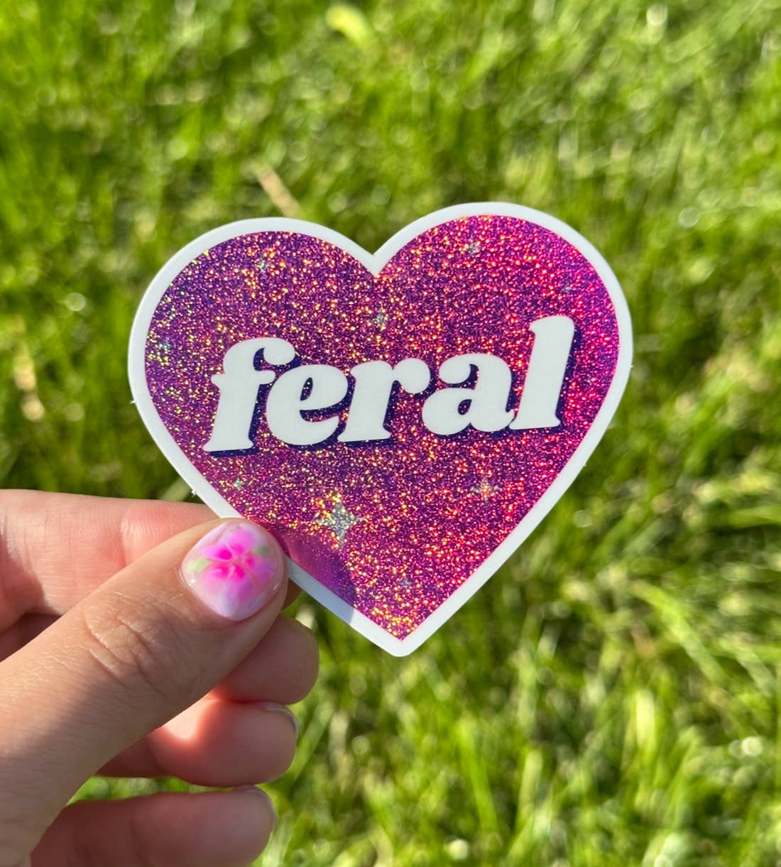 Feral Glittery Heart Sticker