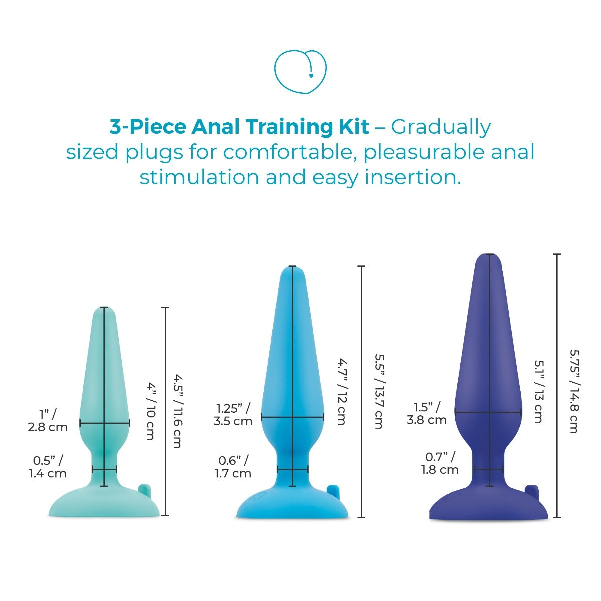 B-Vibe Anal Training & Pegging 3 Plug Kit