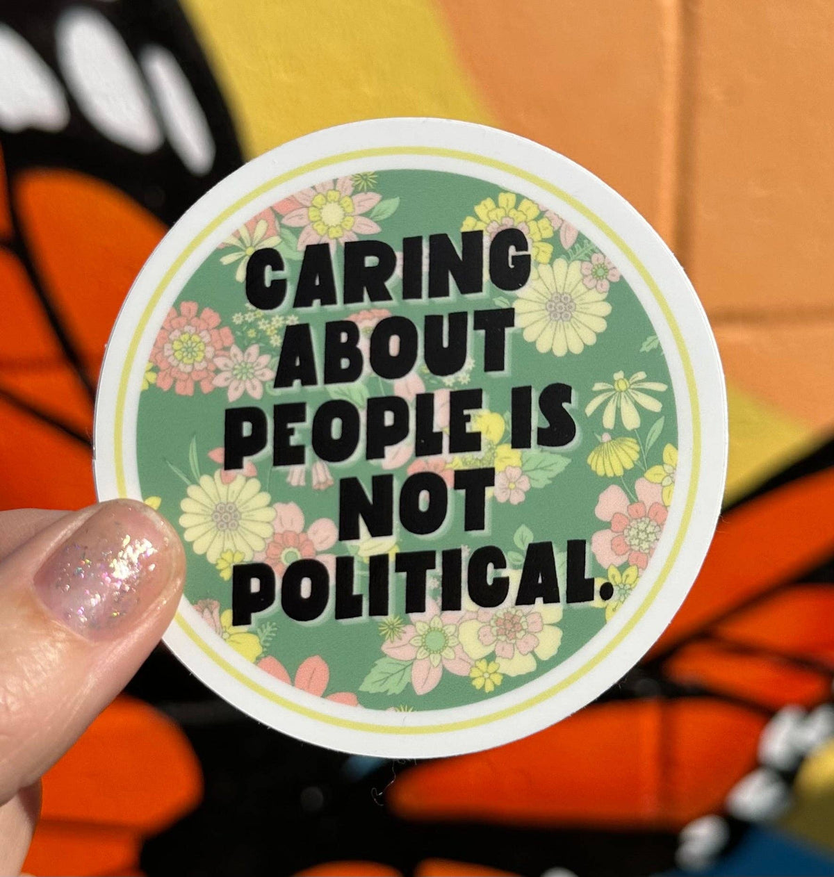 Caring About People Is Not Political Sticker – Lotus Blooms