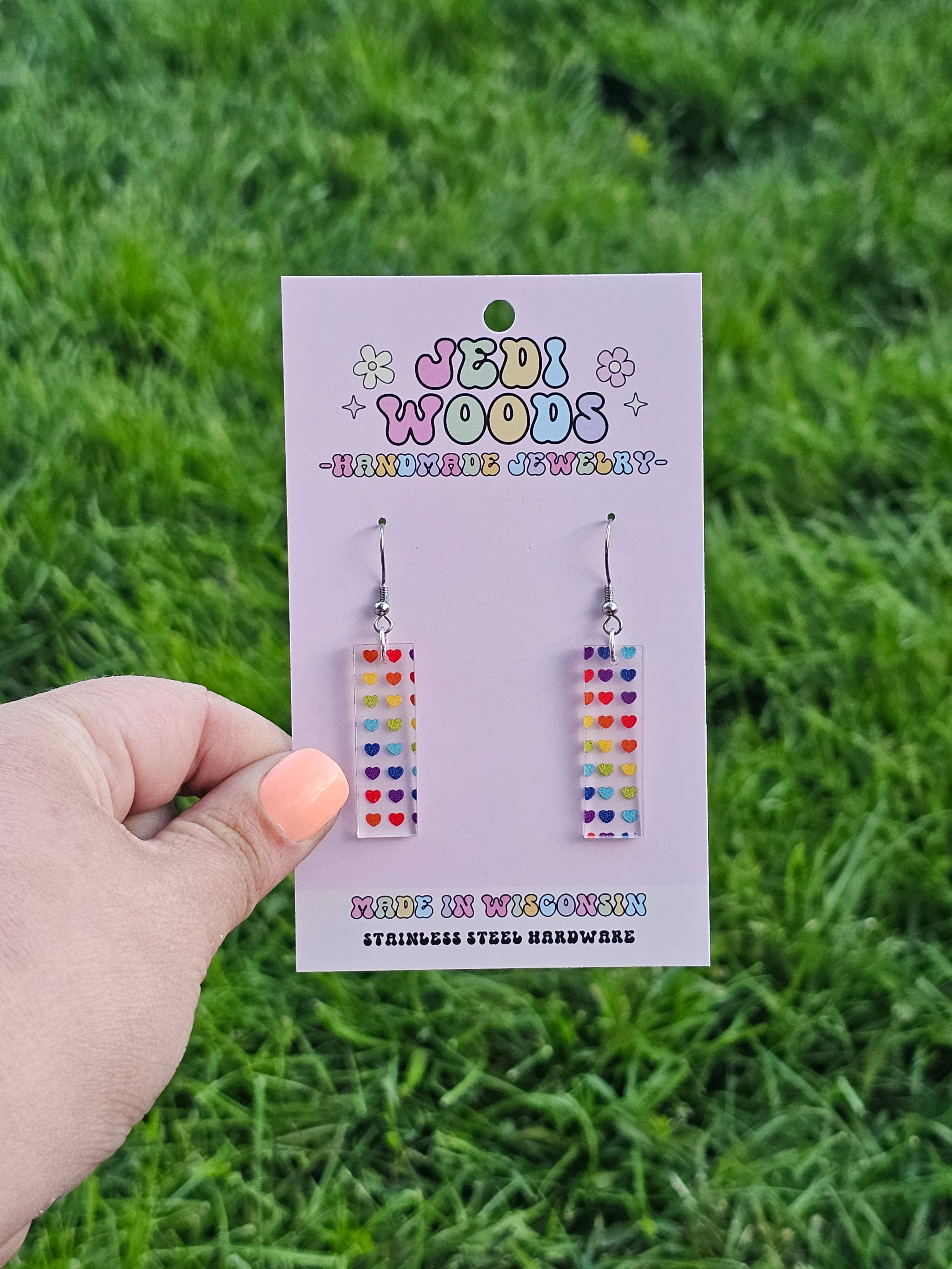 Bar Earrings in Rainbow Patterns