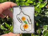 Body Form Floral Resin Necklace in Gold