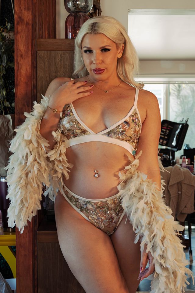 Kilo Brava Embroidery Thong in Multi Sparkle Champagne