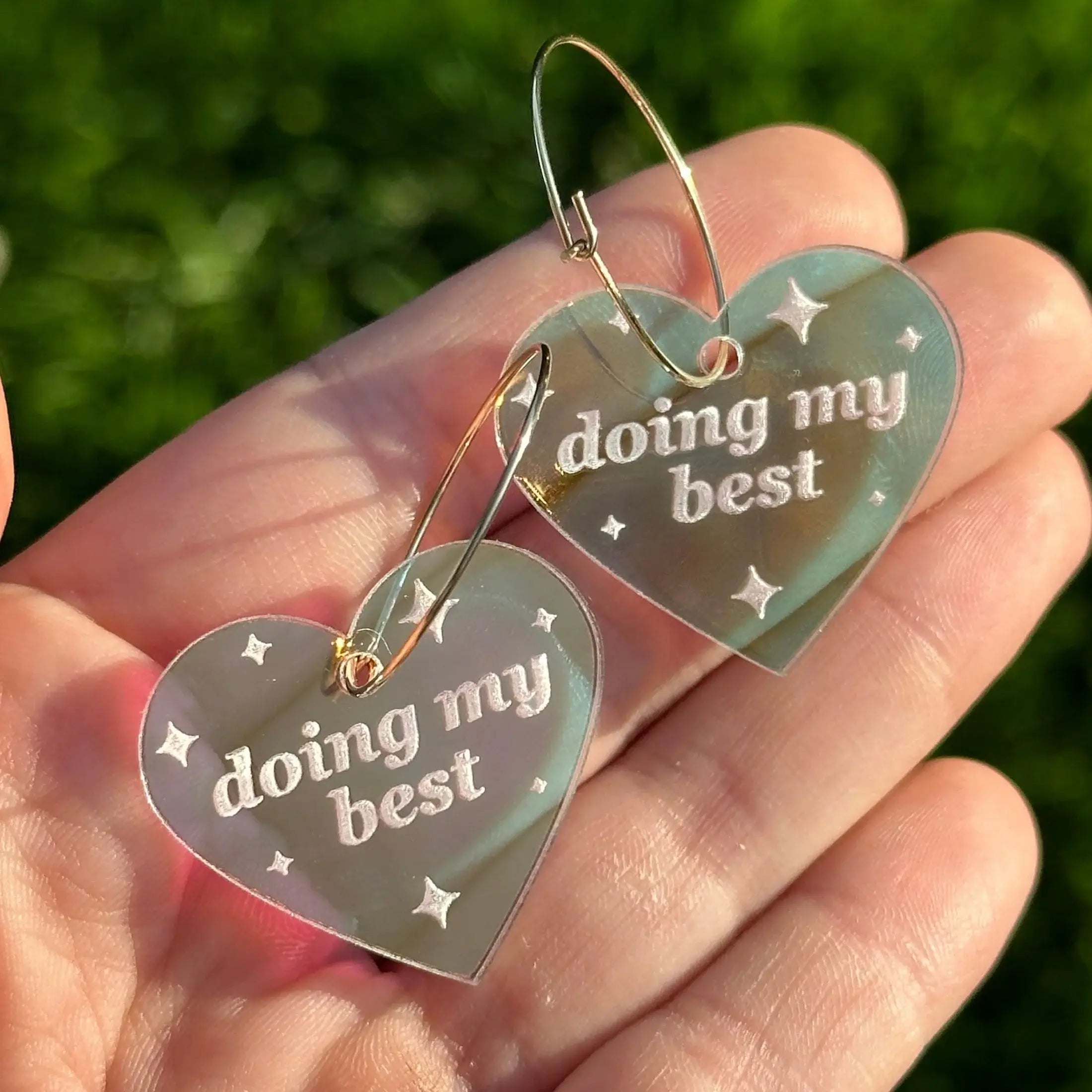 Doing My Best Heart Hoop Earrings in Iridescent