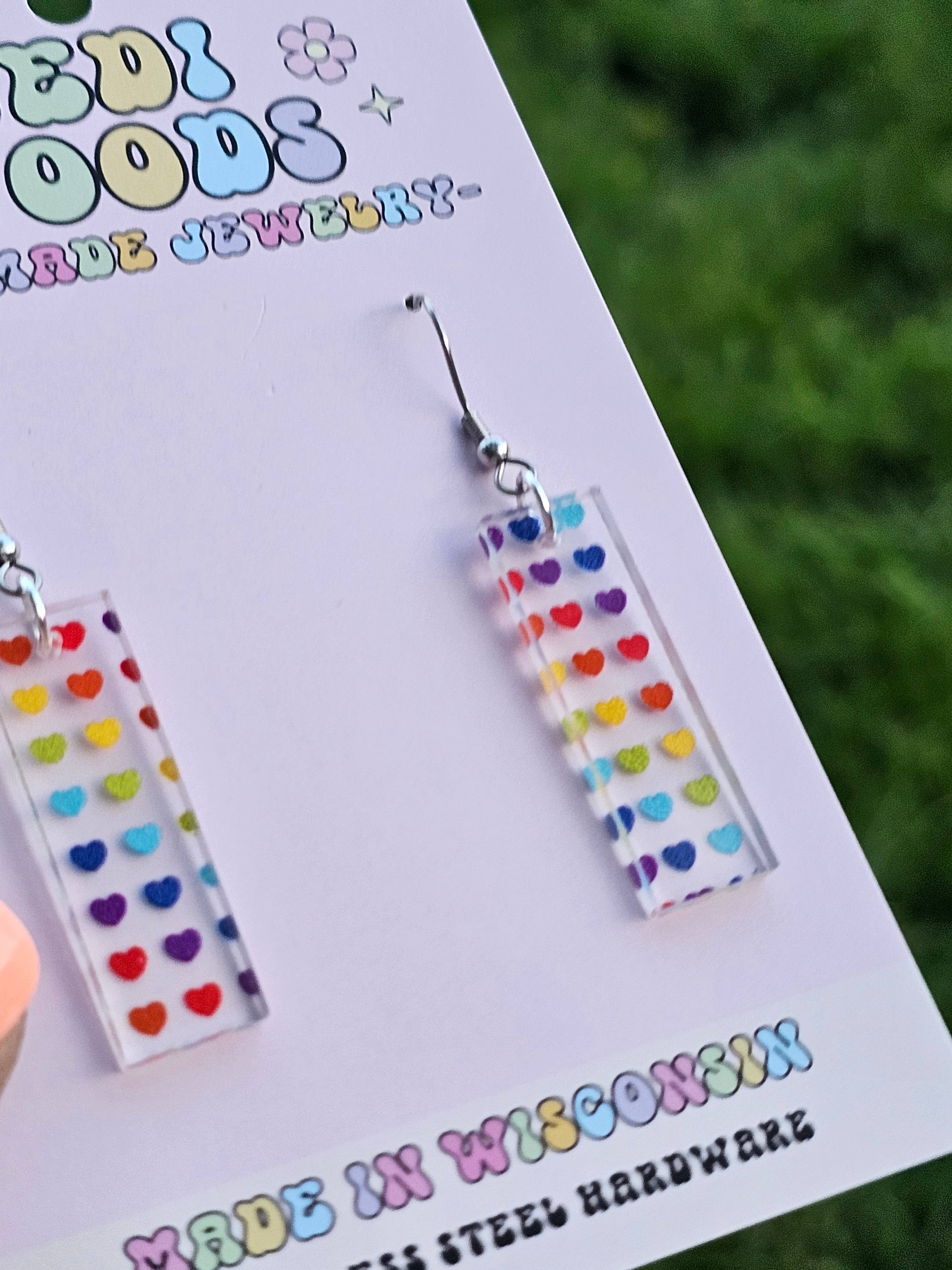 Bar Earrings in Rainbow Patterns