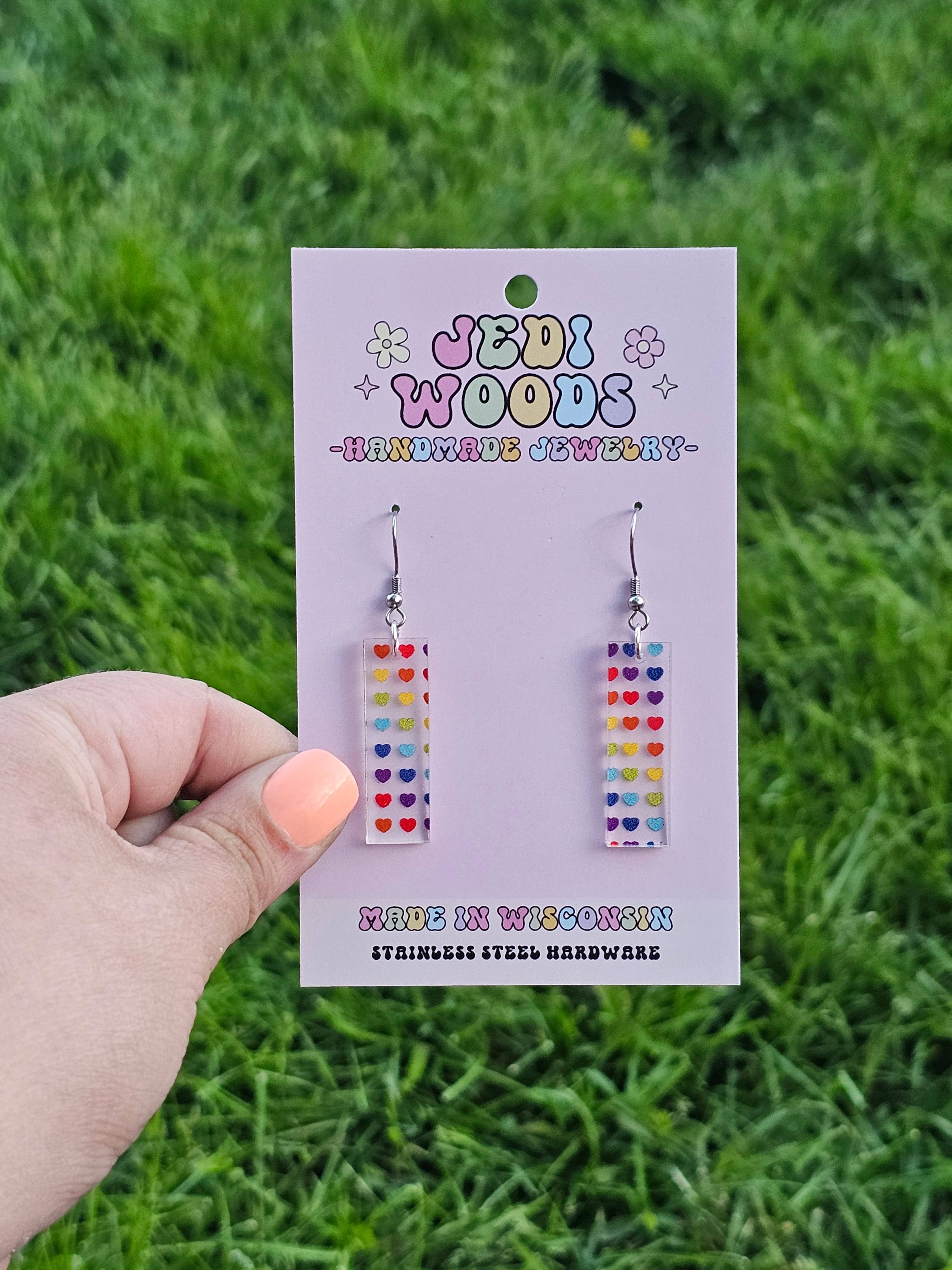 Bar Earrings in Rainbow Patterns