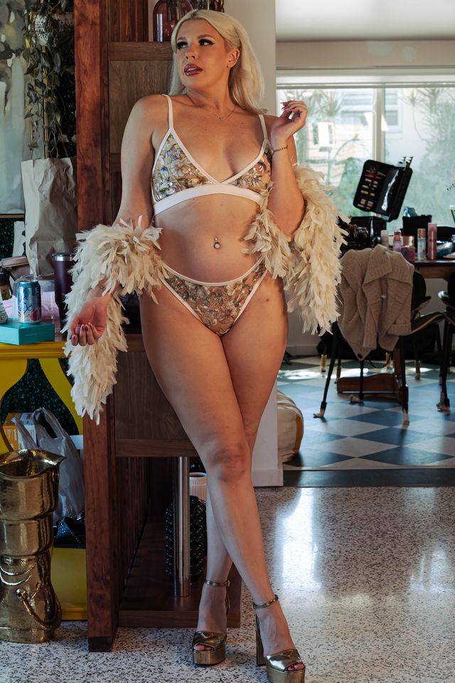 Kilo Brava Embroidery Bralette in Multi Sparkle Champagne