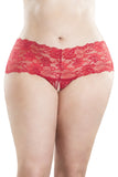 High on Her Hips Crotchless Boyshorts in Red
