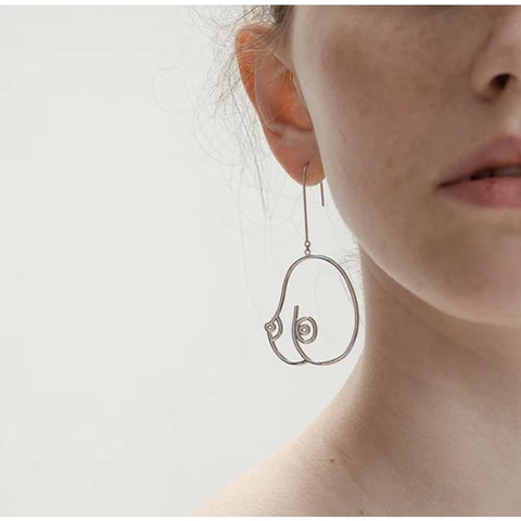 Boob Earrings in Silver