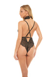 SALE- Sweet Darling Lace Teddy with Collar in Black