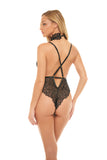 Sweet Darling Lace Teddy with Collar in Black