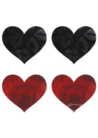 Heart Pasties in Black & Red