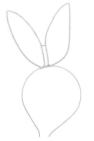 Bunny Ears Rhinestone Headband in Silver