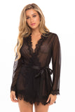Our Next Chapter Mesh & Lace Robe In Black