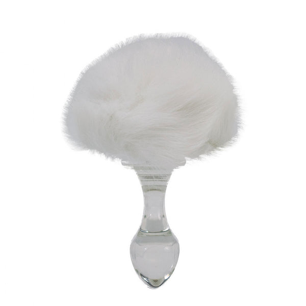 Crystal Small Glass Plug w/ White Bunny Tail