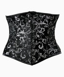 Alluring Underbust Corset in Black and Silver Brocade