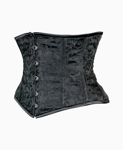 Black ALLURING UNDERBUST CORSET IN BROCADE | Lotus Blooms Alexandria Virginia