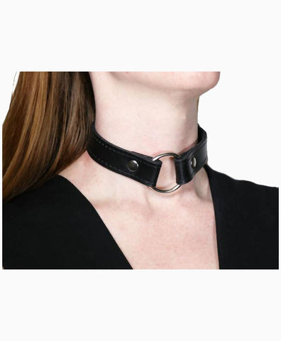 SALE Black Leather O Ring Collar by Bound Leatherworks
