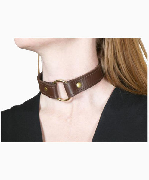 Brown Leather O Ring Collar by Bound Leatherworks