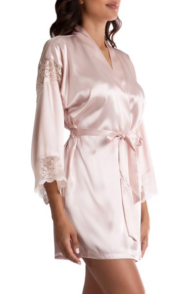 Gonna be Joyful Satin & Lace Robe in Shell Pink