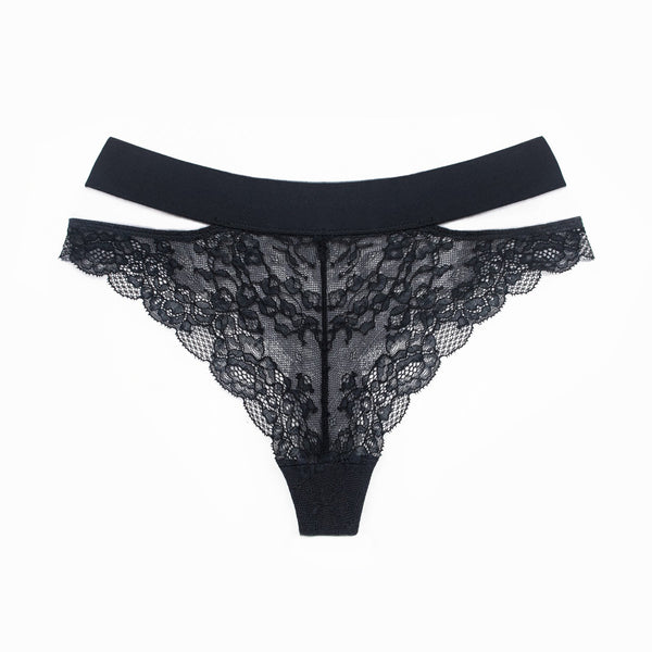Monique Morin Wild Lace Cheeky Panty in Black