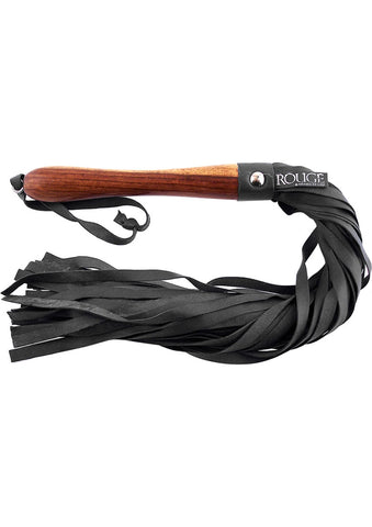 black leather flogger with beautiful wood handle for beginnners