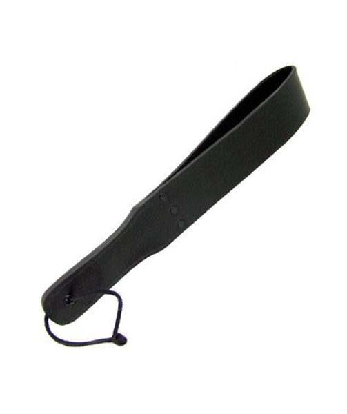 Black leather looped slapper with 6” handle, and 9” loop for BDSM spanking playBlack leather looped slapper with 6” handle, and 9” loop for BDSM spanking play