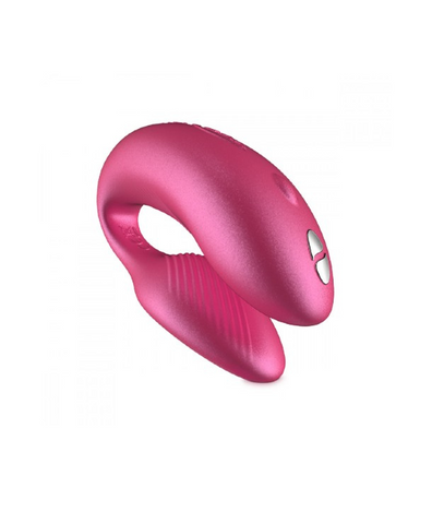 c-shaped hands-free wearable vibrator in pink