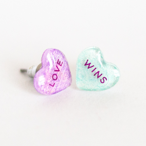 Candy Heart Earrings Love Wins