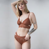 Monique Morin Wild Lace Long Line Bra in Salted Caramel