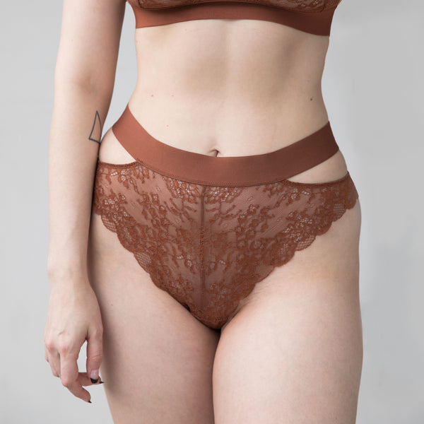 Monique Morin Wild Lace Cheeky Panty in Salted Caramel