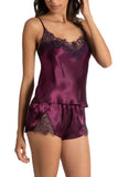 Enchanted Satin and Lace Cami Set in Purple Plum