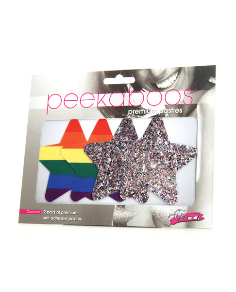 package of 2 sets of star shaped pasties, perfect for pride.