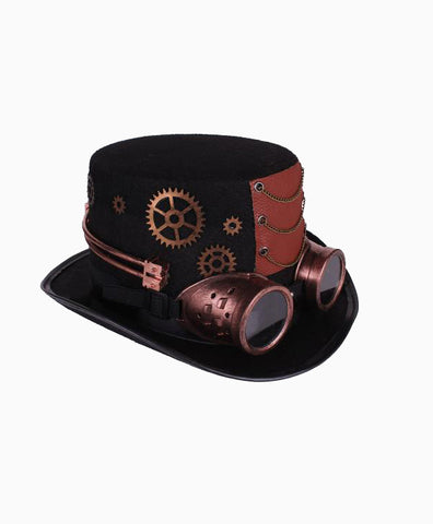 Steampunk Hat with Goggles in Copper