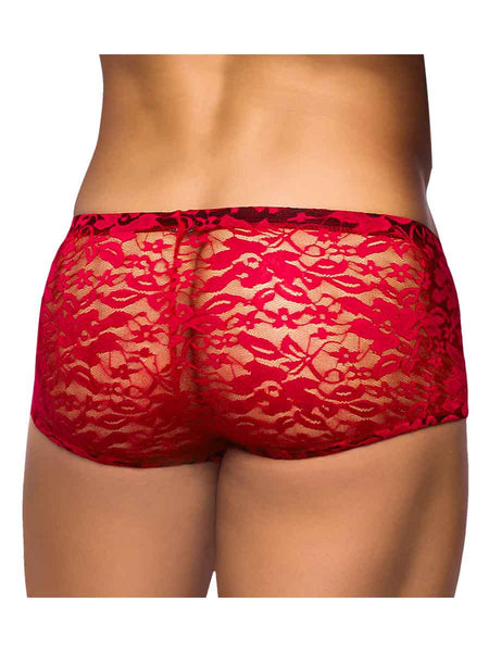 Stretch Lace Mini Short in Red by Male Power